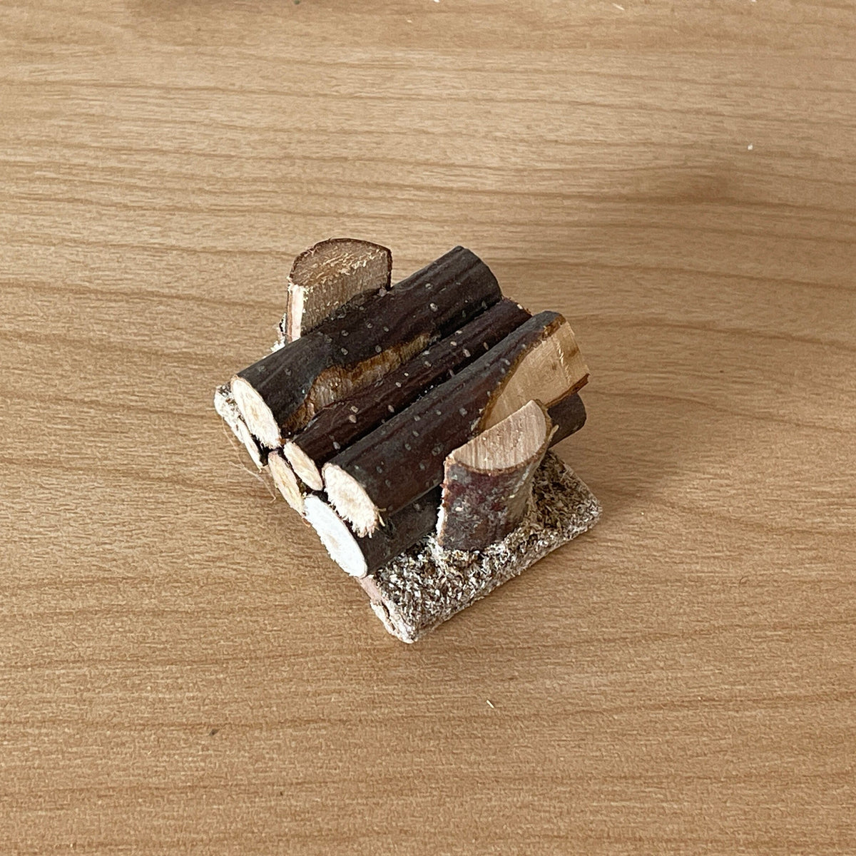 1:12 Scale Miniature Wood Log Pile on Base, 1-1/8 inch tall, DIY Dollhouse Supply