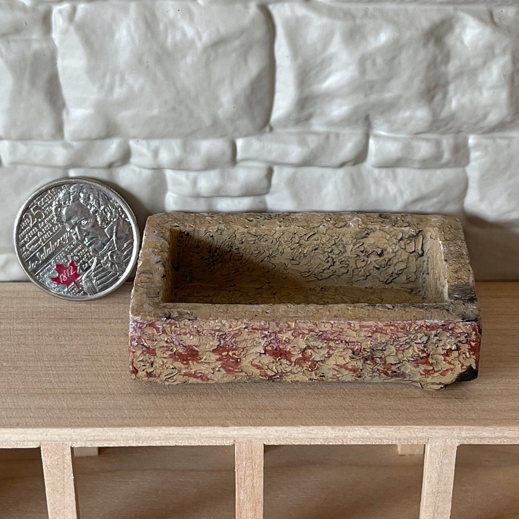 1:12 Scale Miniature Garden Trough, Stone Look, 2-5/16 inch wide, DIY Dollhouse Supply (cast resin)