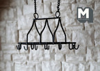 1:12 Scale Miniature Metal Ceiling Pot Rack with S Hooks and Chains, 3-3/4 inch long, DIY Dollhouse Supply (black)