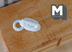 1:12 Scale Miniature Push Button Telephone with Coiled Cord, 1 inch long, DIY Dollhouse Supply (white)