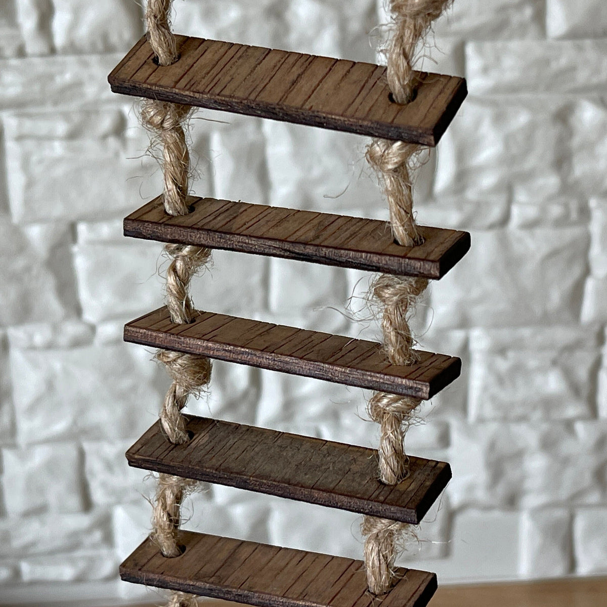 1:12 Scale Miniature Rope Ladder with Wood Rungs, 11-13/16 inch long, DIY Dollhouse Supply