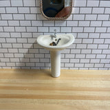 1:12 Dollhouse Miniature Round Sink with Faucet and Pedestal , Ceramic Sink Pedestal - C087