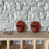 1:12 Miniature Terracotta Wall Planter , Half Moon Wall Planter , Clay Wall Planter , Set of 2 - B088
