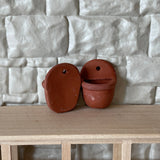 1:12 Miniature Terracotta Wall Planter , Half Moon Wall Planter , Clay Wall Planter , Set of 2 - B088