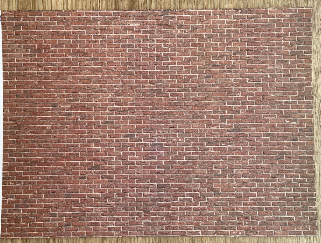 Miniature Weathered Embossed Brick Wall Sheet, 15-15/16 x 11/5/8 inch, DIY Dollhouse Supply