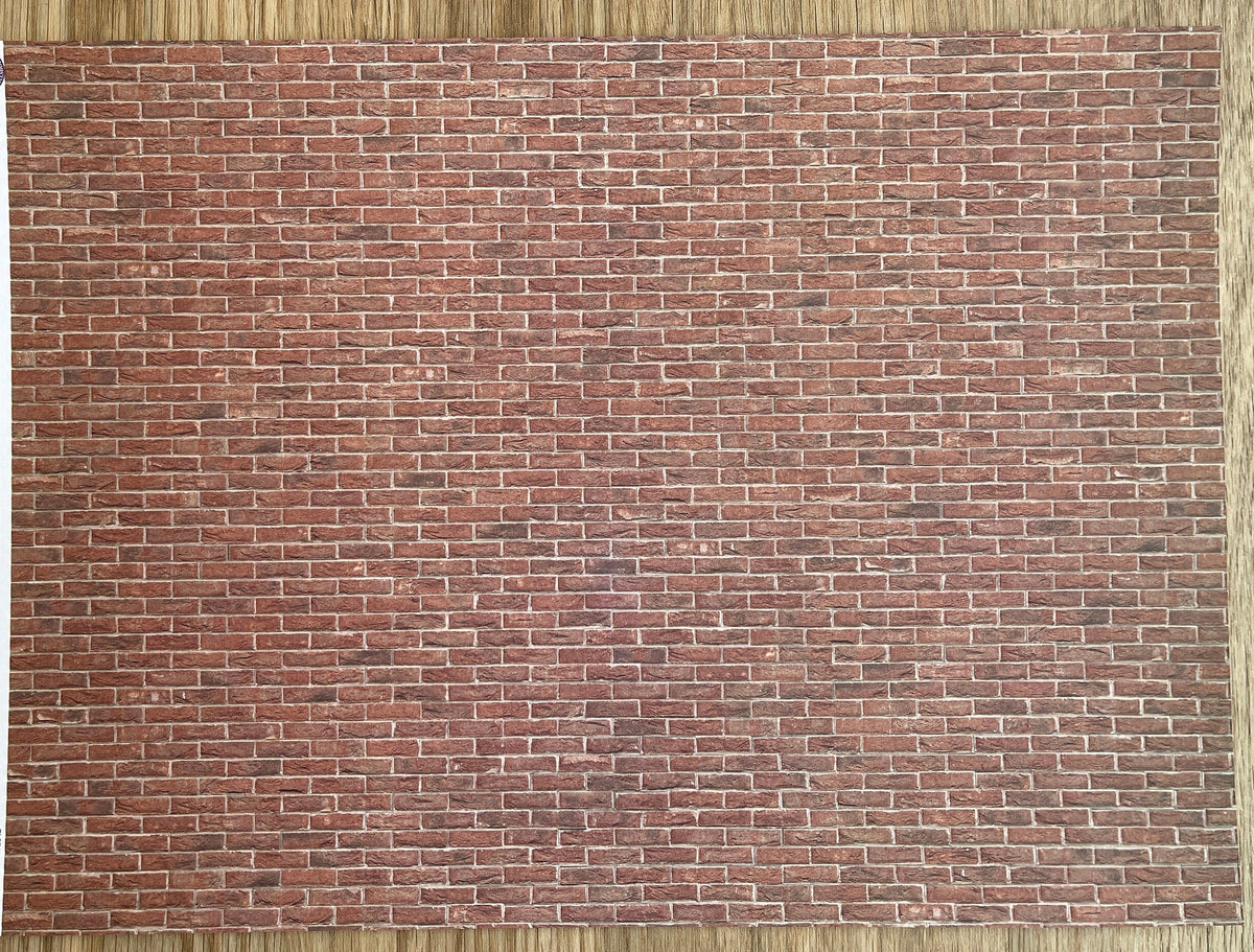 Miniature Weathered Embossed Brick Wall Sheet, 15-15/16 x 11/5/8 inch, DIY Dollhouse Supply
