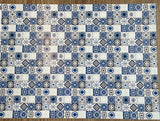 Embossed Dollhouse Brick Sheet Blue Mediterranean Tiles - 16" x 11-5/8"