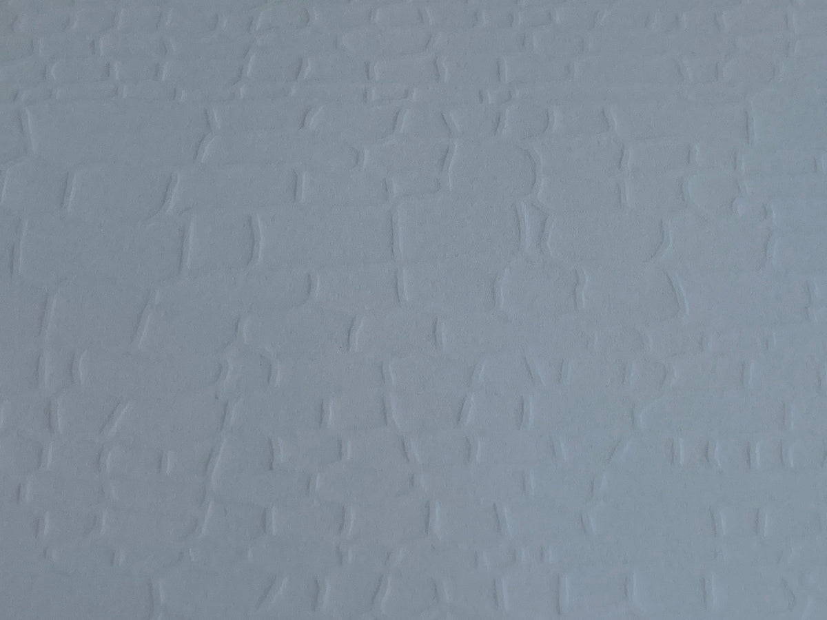 Miniature Whitewashed Embossed Stone Wall Sheet, 15-15/16 x 11-5/8 inch, DIY Dollhouse Supply