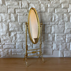 Miroir psyché miniature en métal, échelle 1:12, ovale, sur pied, 13,8 cm de hauteur, fournitures pour maison de poupée DIY (laiton)