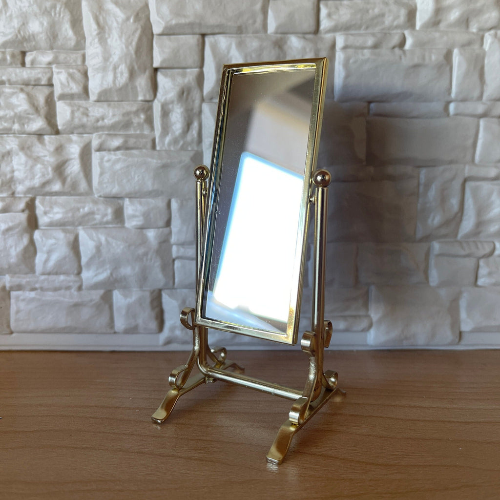 1:12 Miniature Brass Cheval Mirror , Standup Dresser Mirror , Vanity Mirror , Full Length Mirror - F078