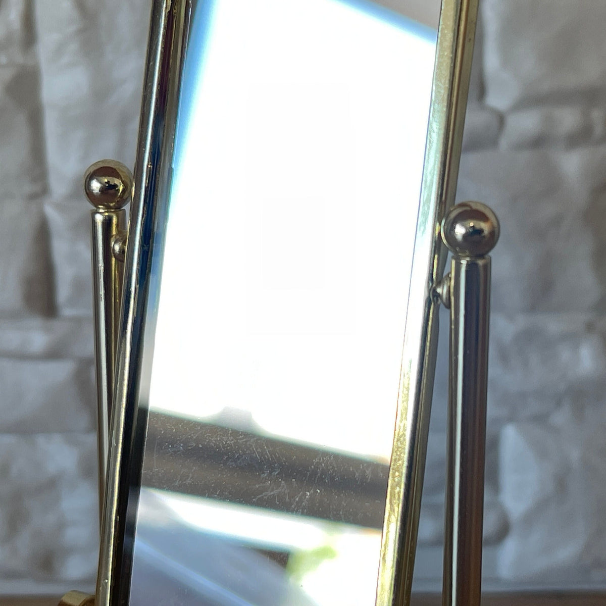 1:12 Miniature Brass Cheval Mirror , Standup Dresser Mirror , Vanity Mirror , Full Length Mirror - F078