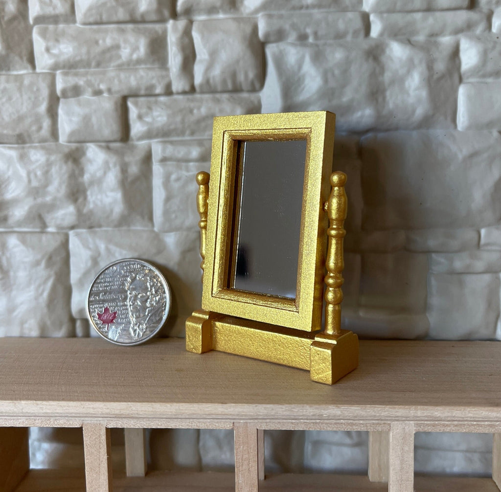 1:12 Miniature Swivel Makeup Mirror , Vanity Mirror , Countertop Mirror , Dressing Table Mirror , Cosmetic Mirror - F049
