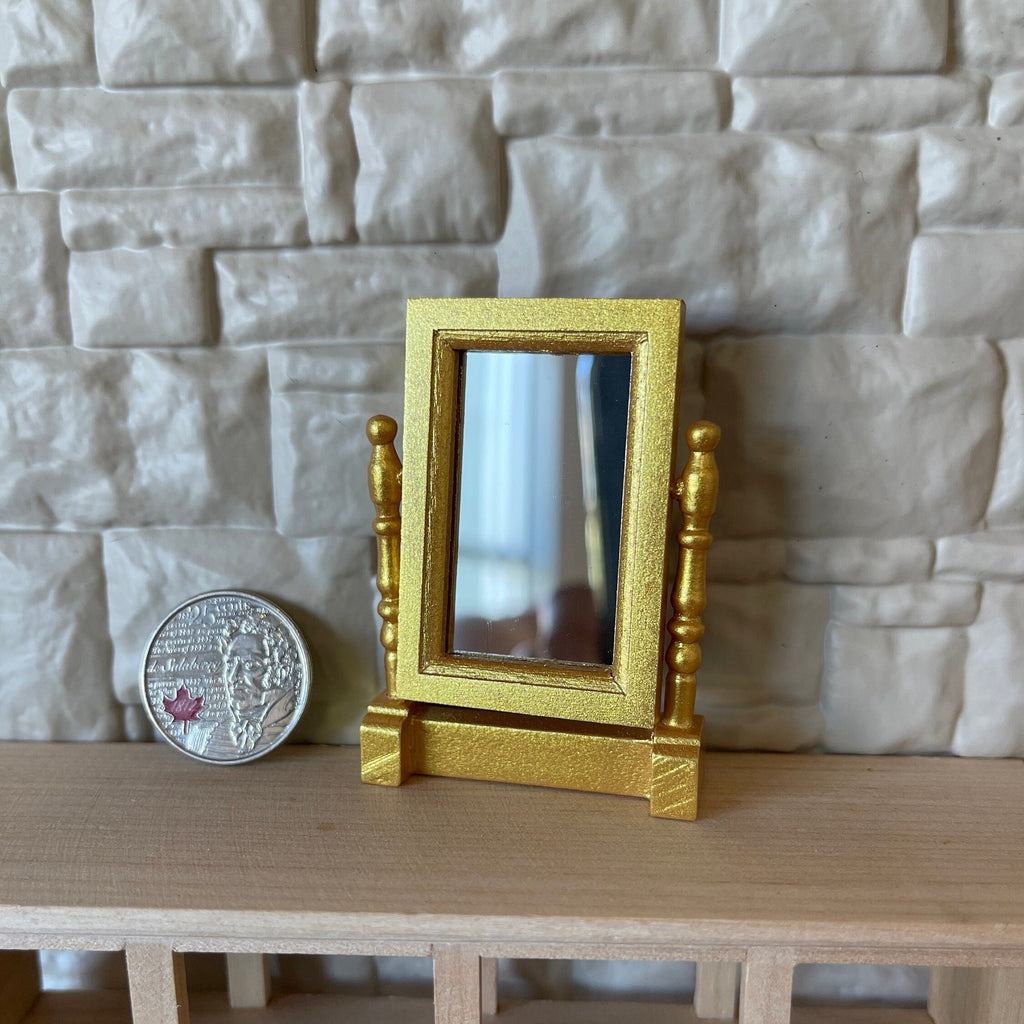 1:12 Miniature Swivel Makeup Mirror , Vanity Mirror , Countertop Mirror , Dressing Table Mirror , Cosmetic Mirror - F049