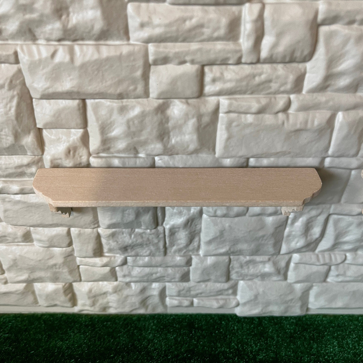 1:12 Scale Miniature Unpainted Wood Wall Shelf with Stepped Brackets, Set of 2, 4-5/16 inch long, DIY Dollhouse Supply