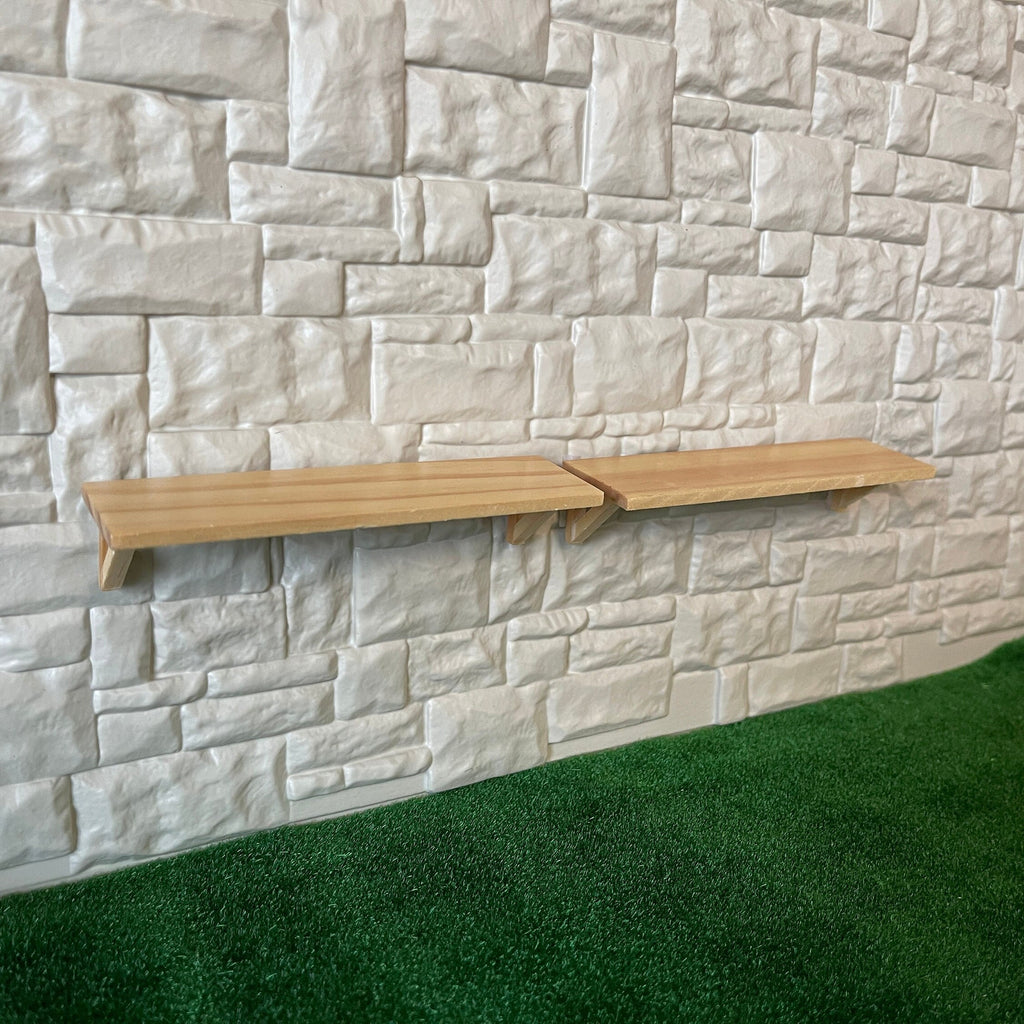 1:12 Scale Miniature Stained Wood Wall Shelves, Set of 2, 4-5/16 inch long, DIY Dollhouse Supply