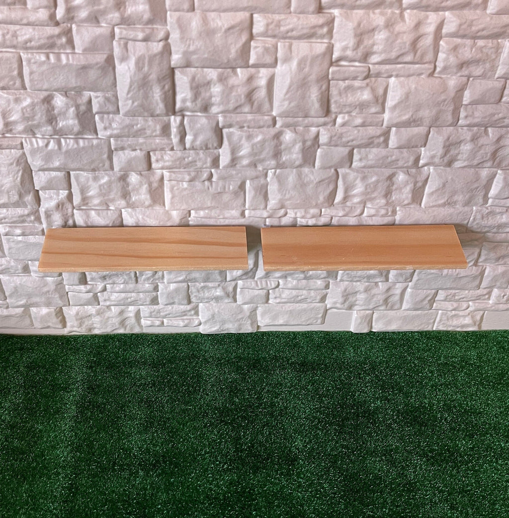 1:12 Scale Miniature Stained Wood Wall Shelves, Set of 2, 4-5/16 inch long, DIY Dollhouse Supply