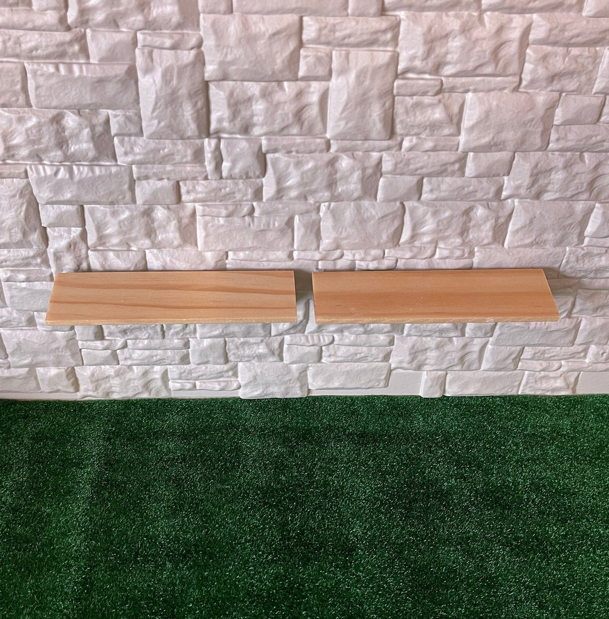 1:12 Scale Miniature Stained Wood Wall Shelves, Set of 2, 4-5/16 inch long, DIY Dollhouse Supply