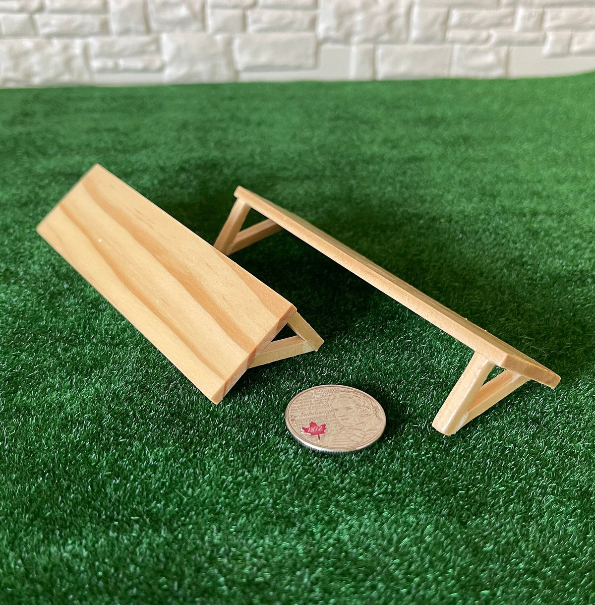1:12 Scale Miniature Stained Wood Wall Shelves, Set of 2, 4-5/16 inch long, DIY Dollhouse Supply