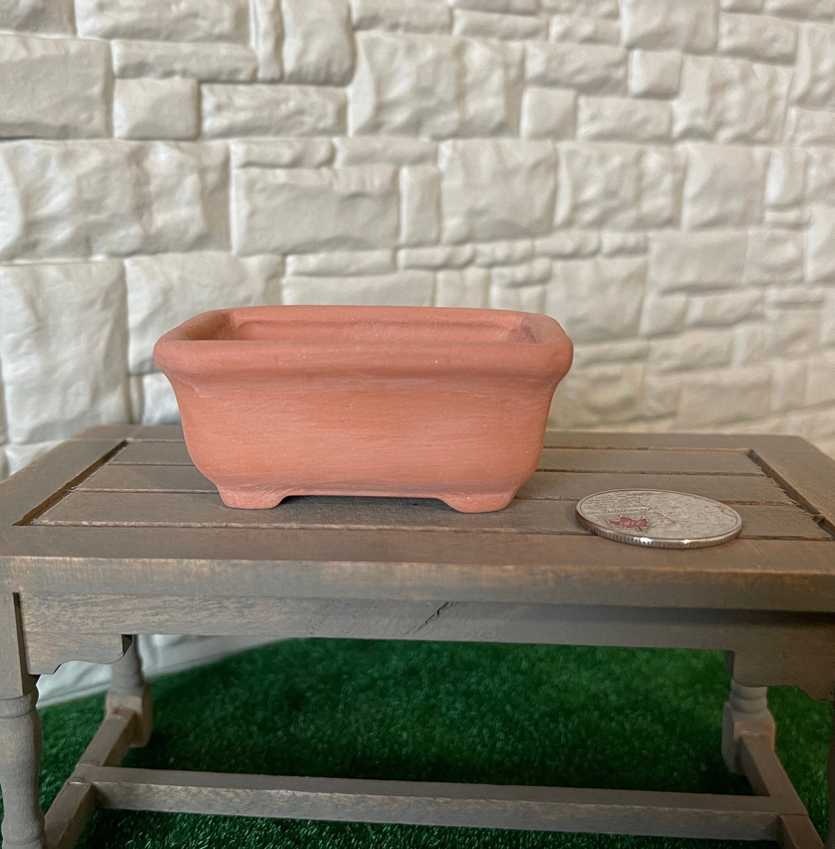 1:12 Scale Miniature Terracotta Trough Planter with Feet, 2-1/2 inch long, DIY Dollhouse Supply