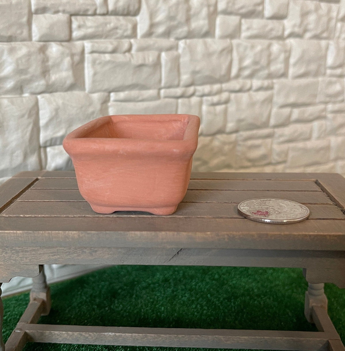 1:12 Scale Miniature Terracotta Trough Planter with Feet, 2-1/2 inch long, DIY Dollhouse Supply
