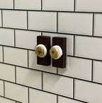 1:12 Scale Miniature Round Light Switches with Square Plates, Set of 2, 1/2 inch tall, DIY Dollhouse Supply (non working)