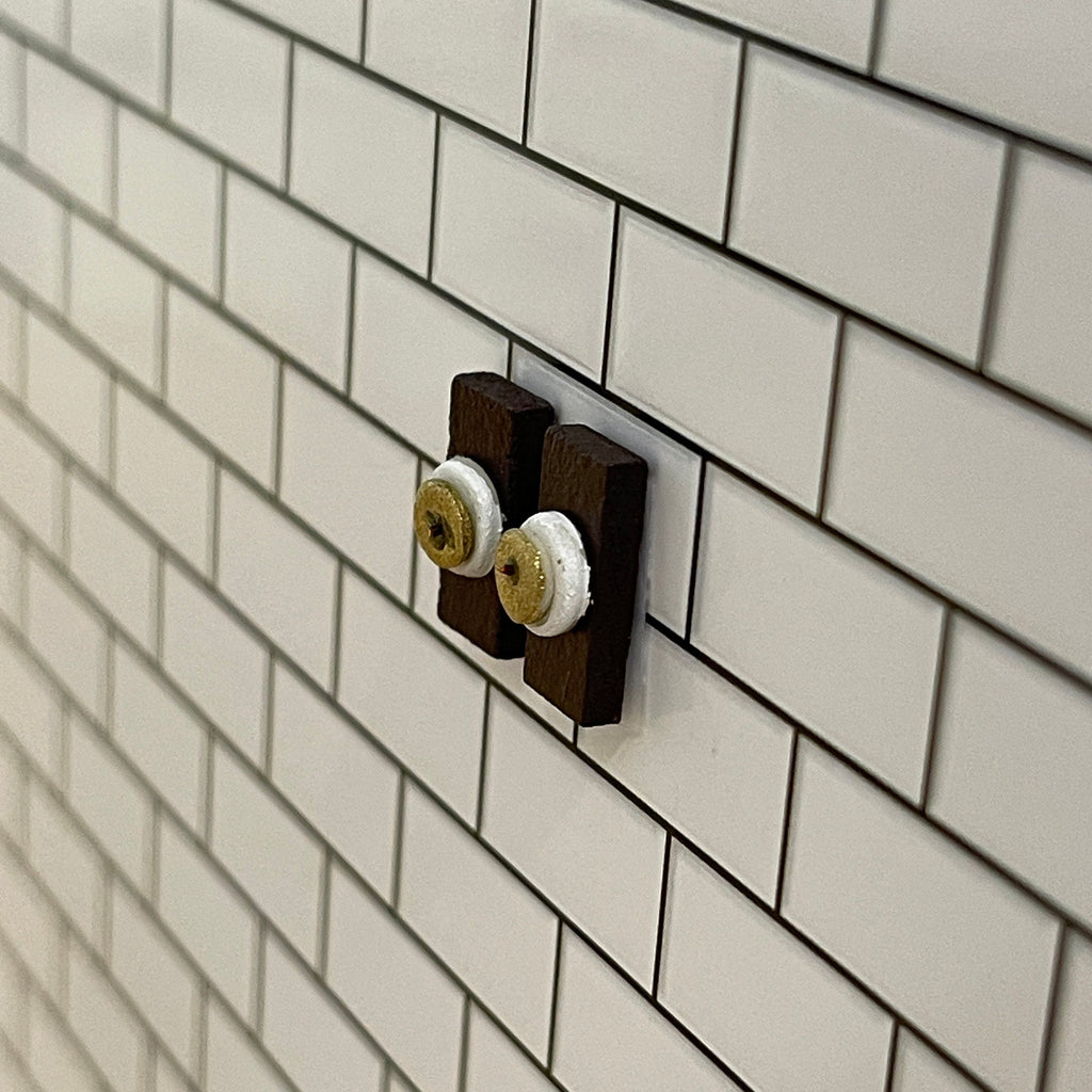 1:12 Scale Miniature Round Light Switches with Square Plates, Set of 2, 1/2 inch tall, DIY Dollhouse Supply (non working)