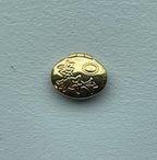 1:12 Scale Miniature Makeup Compact with Clasp and Powder Puff, Embossed Floral Lid, 1/2 inch wide, DIY Dollhouse Supply (gold)