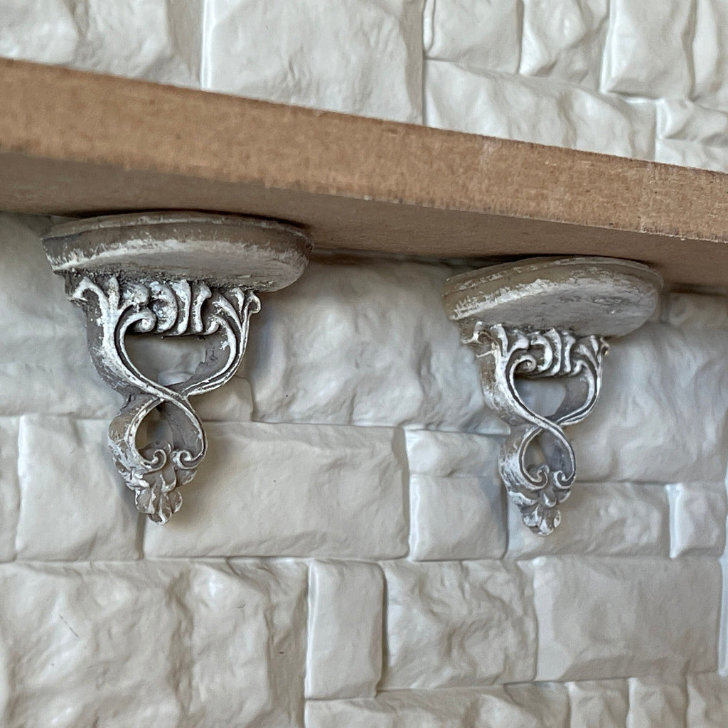 1:12 Scale Miniature Half Moon Corbel, Set of 2, 1-7/16 inch tall, DIY Dollhouse Supply (cast resin)