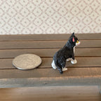 1:12 Scale Miniature Sitting Cat, 15/16 inch tall, DIY Dollhouse Supply (black and white) (style E)