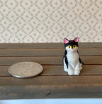 1:12 Scale Miniature Sitting Cat, Upright, 1 inch tall, DIY Dollhouse Supply (black and white) (style B)