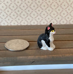 1:12 Scale Miniature Sitting Cat, Upright, 1 inch tall, DIY Dollhouse Supply (black and white) (style B)