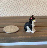 1:12 Miniature Black and White Cat , Miniature Sitting Cat (style B) - C064