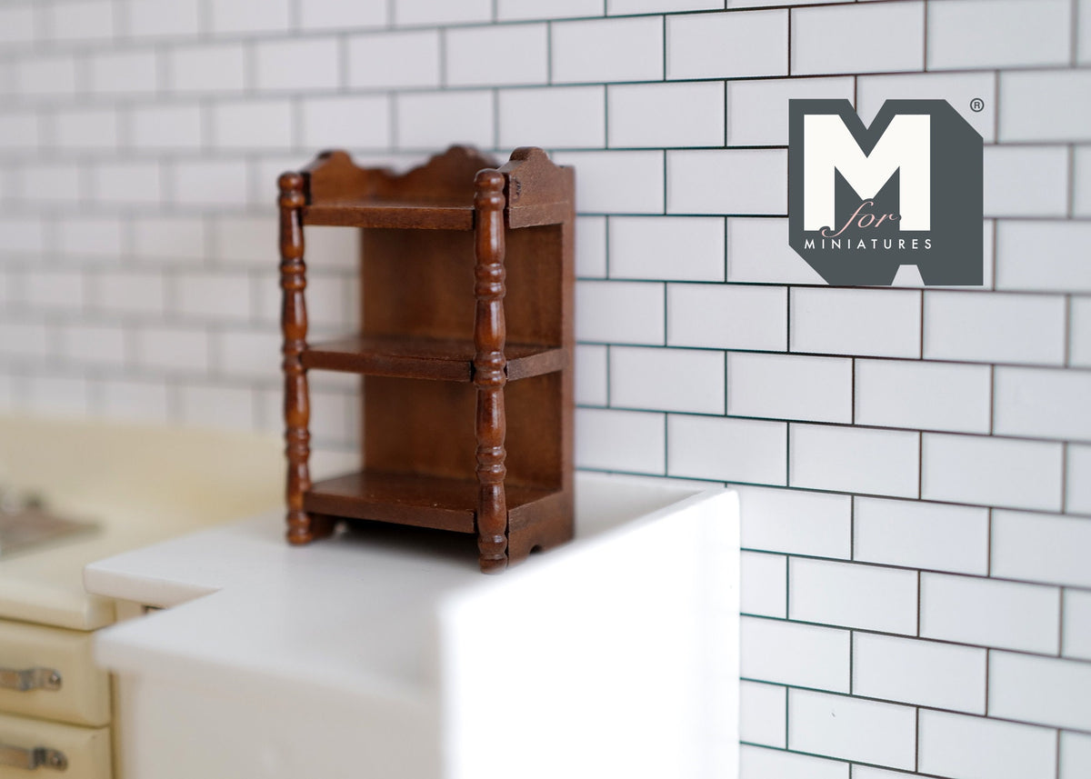 1:12 Scale Miniature Wood Kitchen Spice Shelf, 3 Tiers, 2-5/16 inch tall, DIY Dollhouse Supply (walnut)