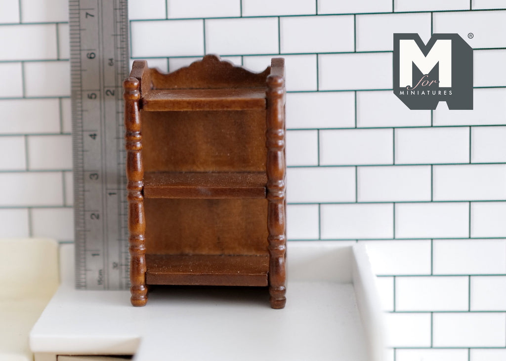 1:12 Scale Miniature Wood Kitchen Spice Shelf, 3 Tiers, 2-5/16 inch tall, DIY Dollhouse Supply (walnut)
