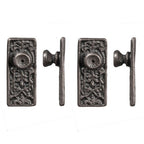 1:12 Scale Miniature Knobs with Embossed Rectangular Backplates, Set of 4, 9/16 inch tall, DIY Dollhouse Supply (gunmetal)
