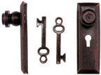 1:12 Scale Miniature Door Knobs with Keyhole Plates and Keys, Set of 2, 3/4 inch tall, DIY Dollhouse Supply (bronze)