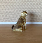 1:12 Scale Miniature Saint Bernard Dog Figurine, Sitting, 2-3/8 inch tall, DIY Dollhouse Supply (brown and white)