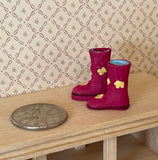 1:12 Miniature Rubber Boots , Flowers Rain Boots , Waterproof Boots - G074