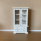 1:12 Miniature Dish Cabinet with Swing Doors and Drawers , Display Cabinet , Miniature Drawers