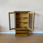 1:12 Scale Miniature Wood Dish Cabinet with Glass Doors and Drawers, 6 inch tall, DIY Dollhouse Supply (walnut)