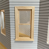 1:12 Dollhouse Supplies Miniature Hung Window Frame with Exterior Shelf and Back Trim , Unpainted Window Frame - I028