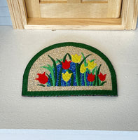 1:12 Miniature Doormat , Dollhouse Half Moon Doormat , Entryway Door Mat Flowers - D088