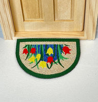 1:12 Miniature Doormat , Dollhouse Half Moon Doormat , Entryway Door Mat Flowers - D088