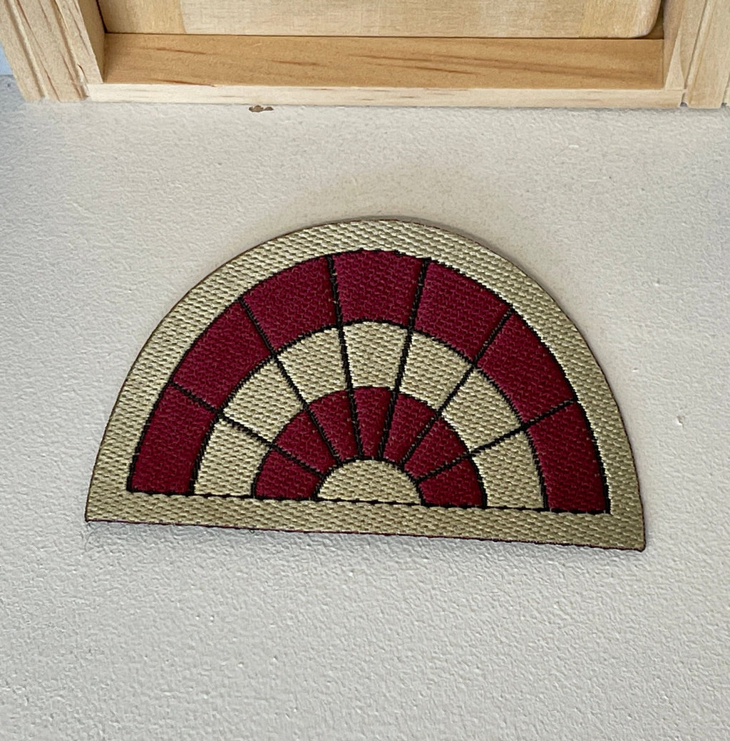 1:12 Scale Miniature Half Moon Doormat, Brick Pattern, 2-1/2 inch wide, DIY Dollhouse Supply (burgundy and beige)