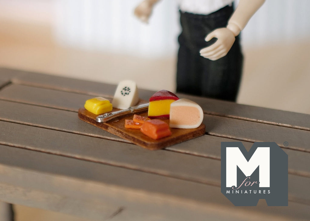 1:12 Dollhouse Supplies Miniature French Cheese with board (Fixed) - E019