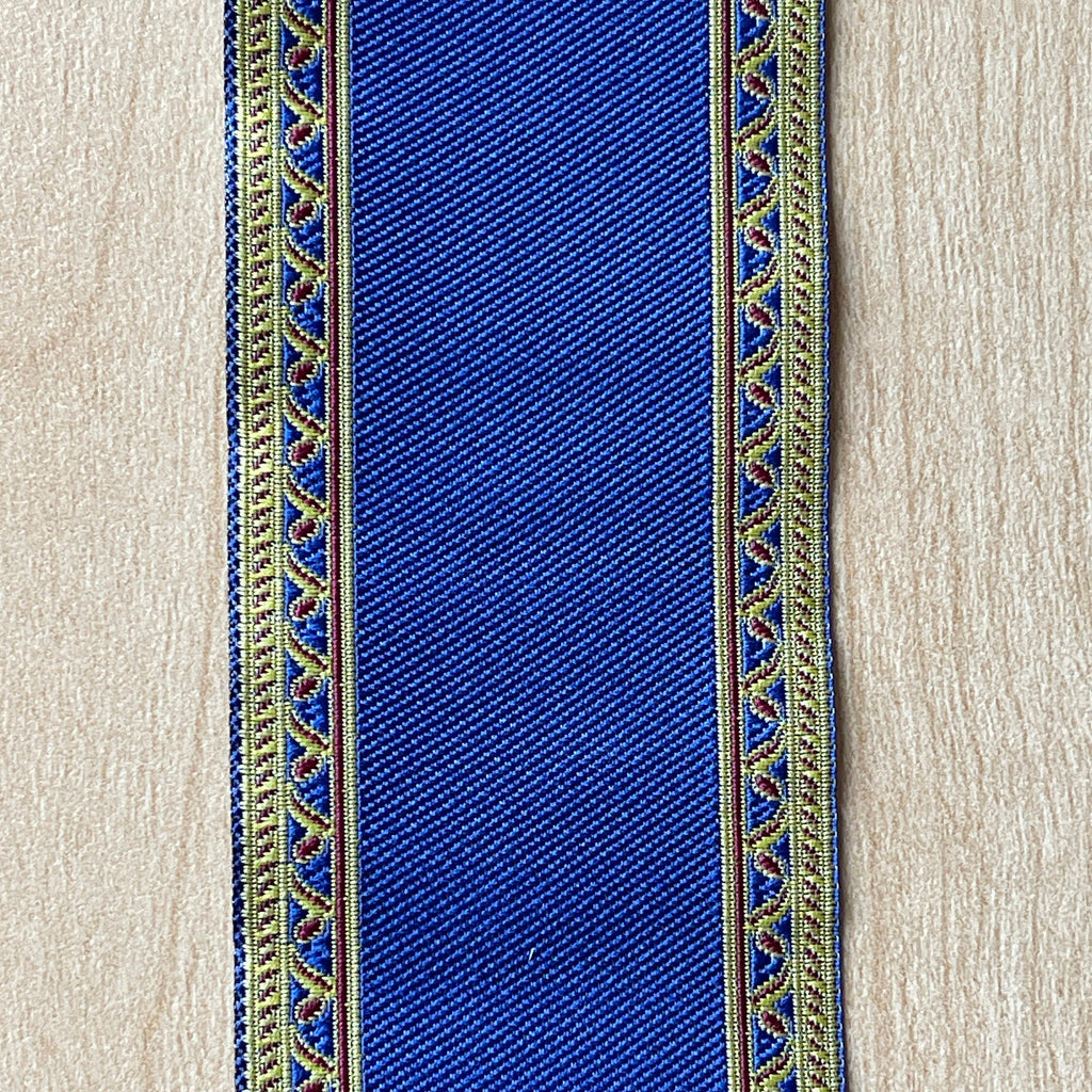 1:12 Scale Miniature Fabric Stair Runner with Patterned Border, 19-5/16 inch long, DIY Dollhouse Supply (blue)