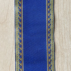 Chemin d'escalier miniature en tissu à l'échelle 1:12 avec bordure à motifs, 49 cm de long, fourniture pour maison de poupée DIY (bleu)