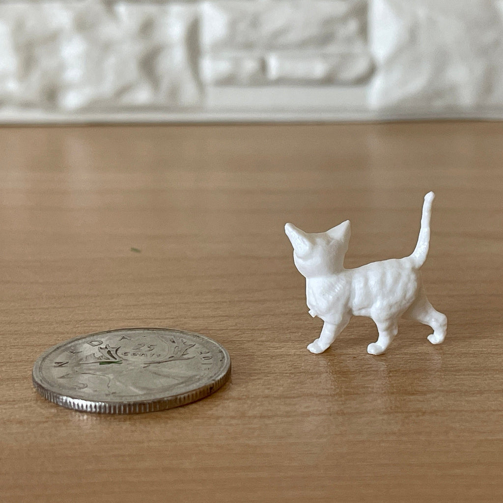 1:12 Scale Miniature Unpainted Kitten Figure, 13/16 inch long, DIY Dollhouse Supply (style B)