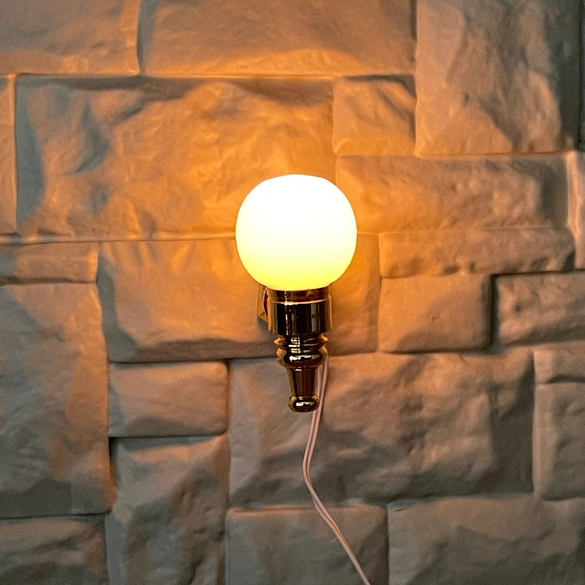 1:12 Miniature Wall Sconce , Globe Wall Lamp , Round Wall Lamp , Ball Wall Lamp LED 12v Plug Powered Dollhouse Light Fixture K046