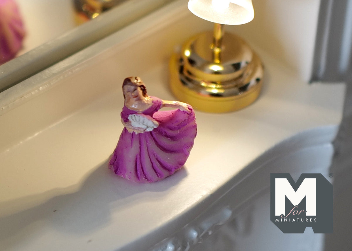 1:12 Dollhouse Miniature Figurine Dancing Lady, Lady in Cerise - B086